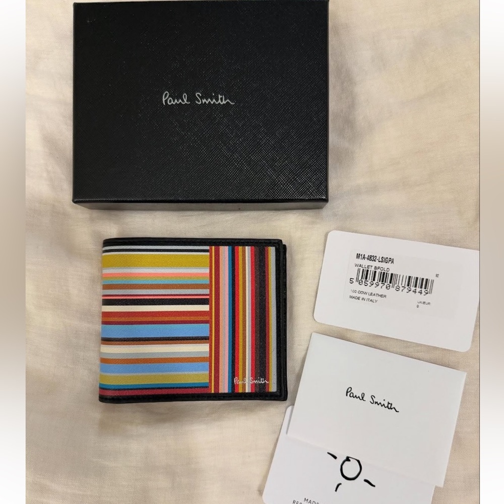 New-Paul Smith Multicolor Signature Stripe Wallet